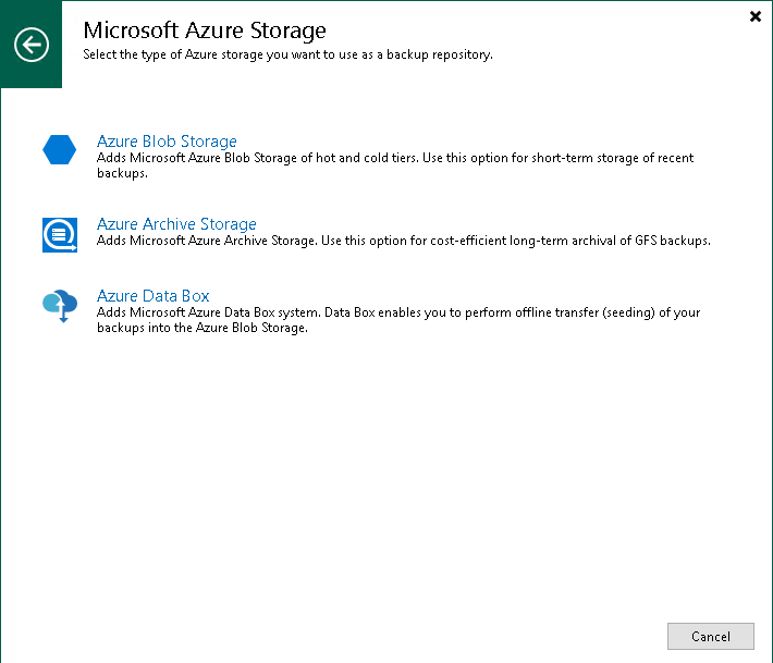 Step 2. Select Azure Storage Type