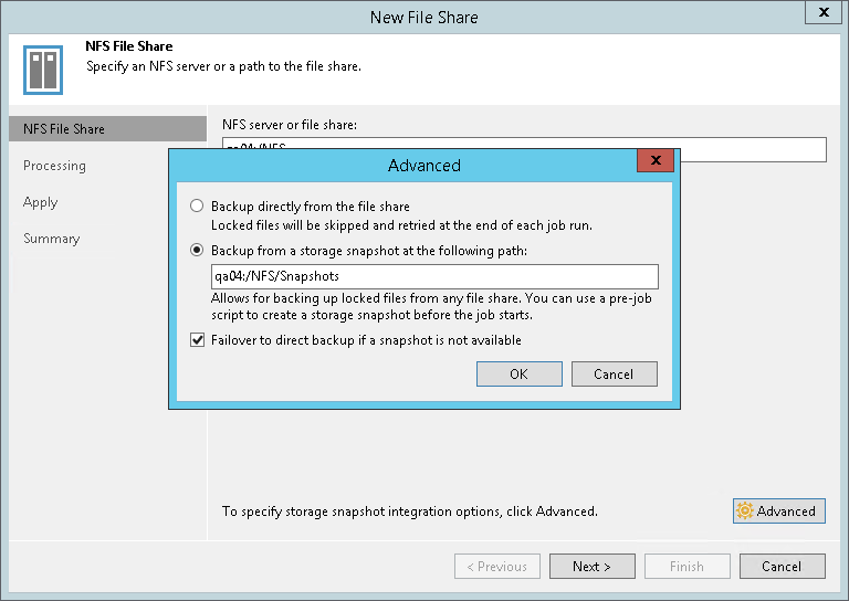 Step 3. Specify Advanced NFS File Share Settings
