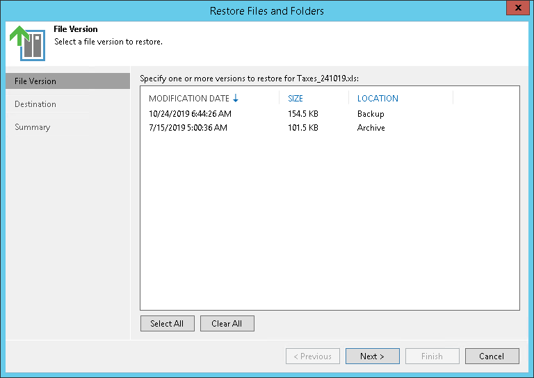 Step 6. Select File Version to Restore