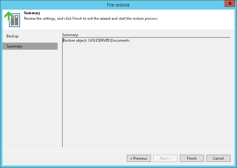 Step 3. Verify Restore Object Settings