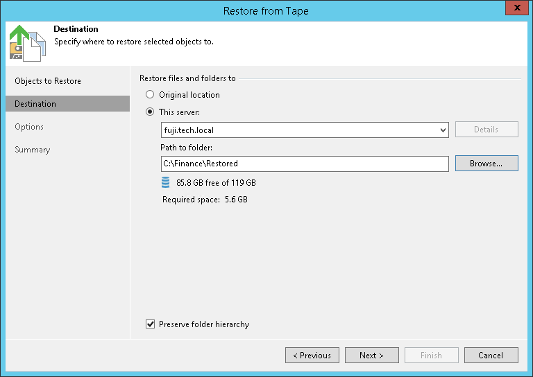 Step 3. Specify Restore Destination