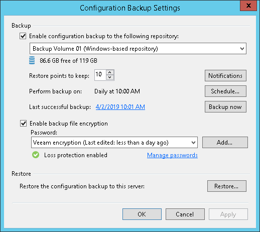 Creating Encrypted Configuration Backups
