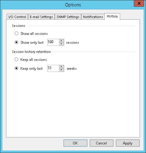 Specifying Session History Settings