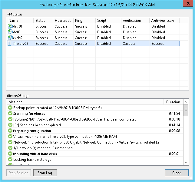 Viewing Recovery Verification Job Statistics