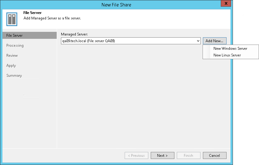 Step 2. Add Managed Server as File Server