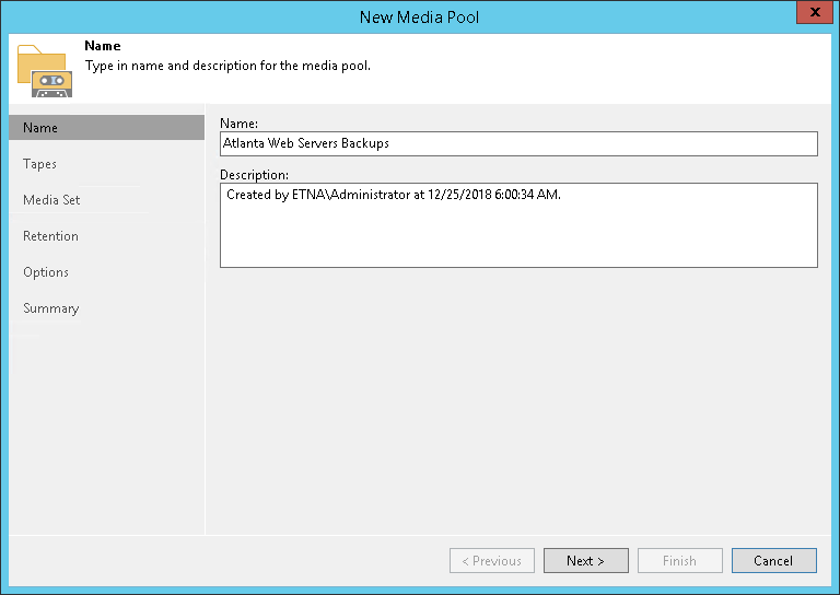 Step 2. Specify Media Pool Name