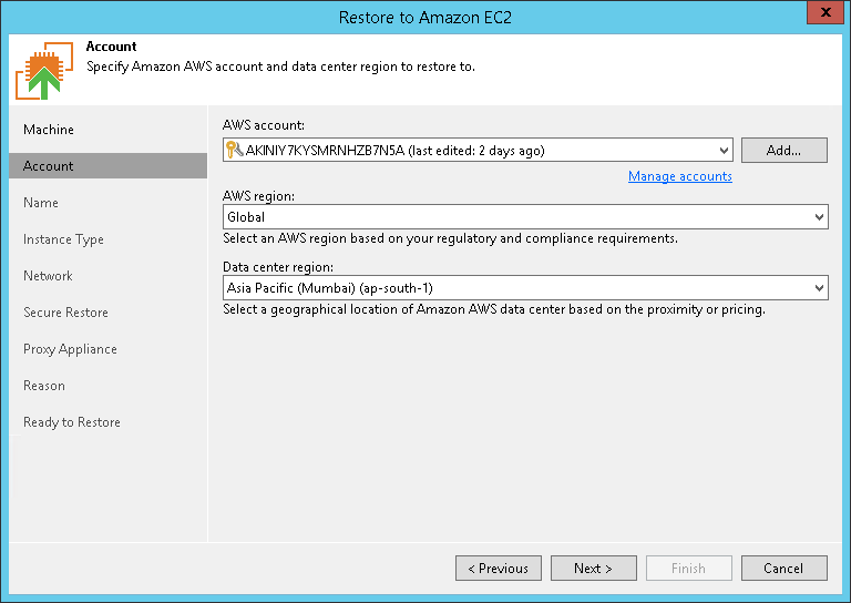 第 3 步指定凭据和区域设置 Veeam Backup Guide For Vsphere 