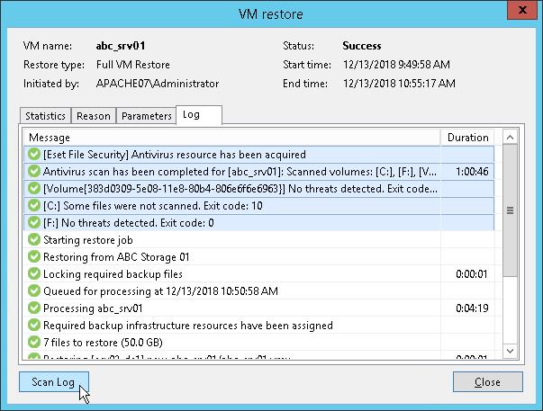 Viewing Malware Scan Results