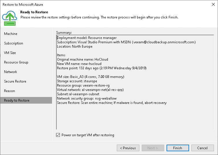 Step 9. Verify Restore Settings