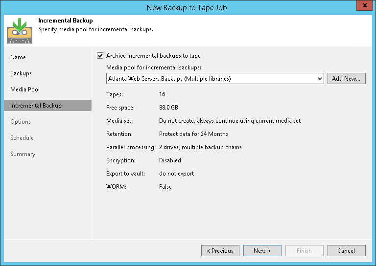 Step 5. Choose Media Pool for Incremental Backups