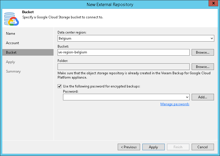 Step 4. Specify Cloud Storage Details 