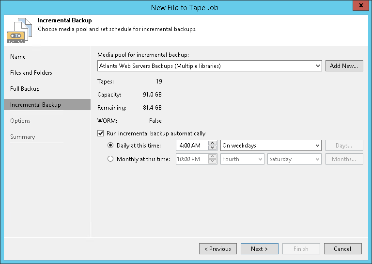 Step 5. Specify Media Pool for Increments