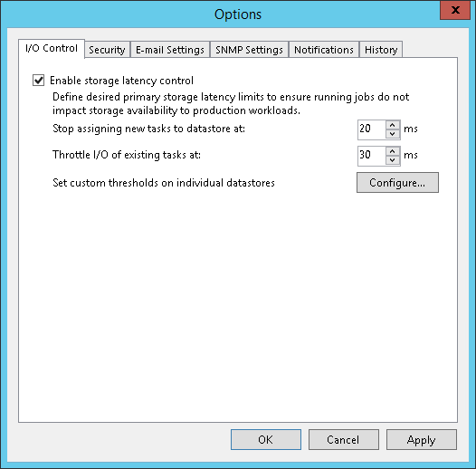 Specifying I/O Settings