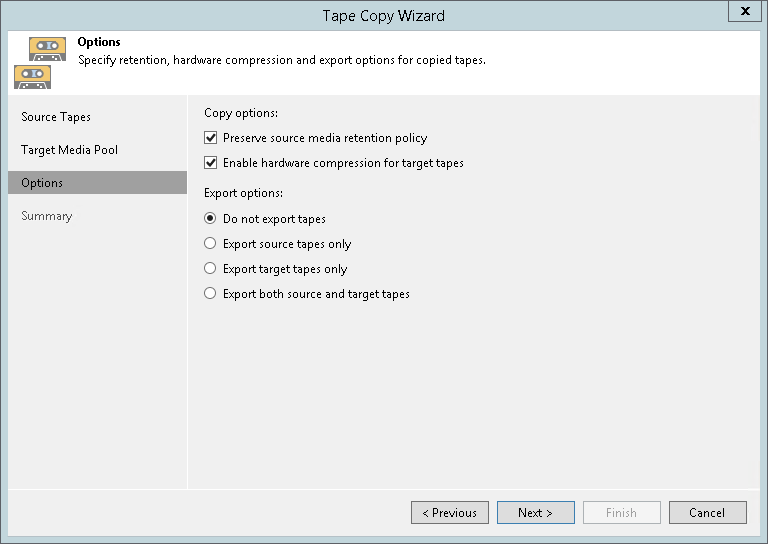 Step 4. Specify Tape Copy Options