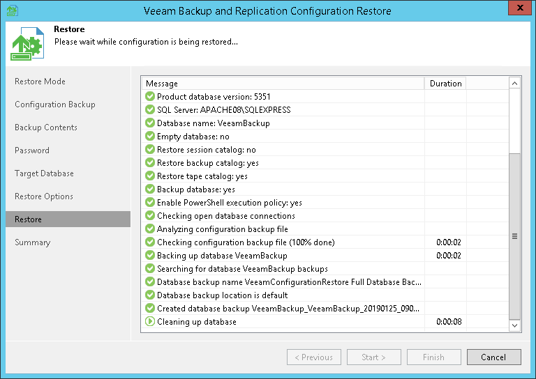 Step 8. Review Restore Settings