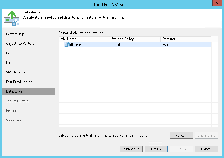 Step 8. Select Storage Policy and Datastores