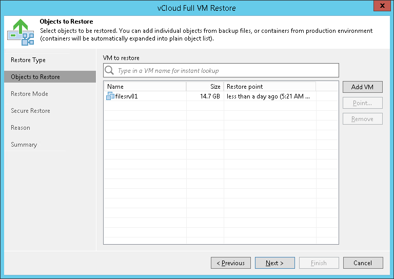 Step 2. Select VMs to Restore
