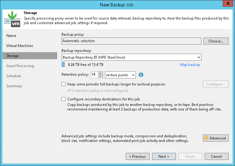 Step 6. Specify Backup Storage Settings