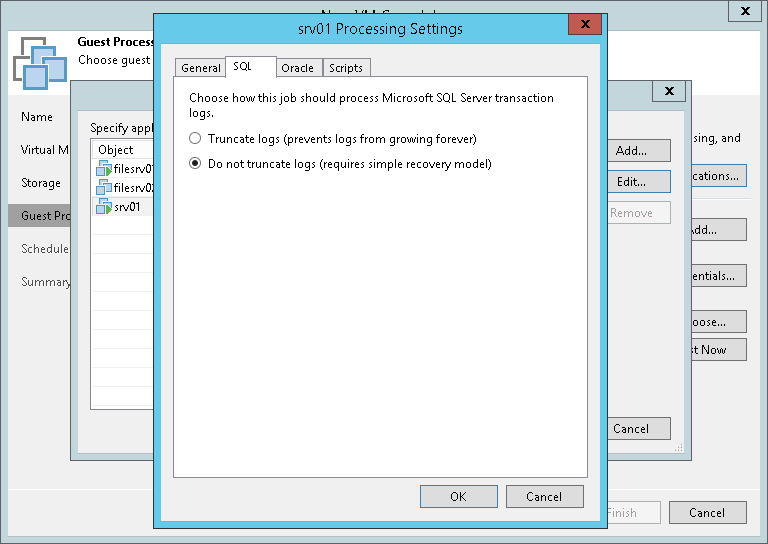 Microsoft SQL Server Transaction Log Settings