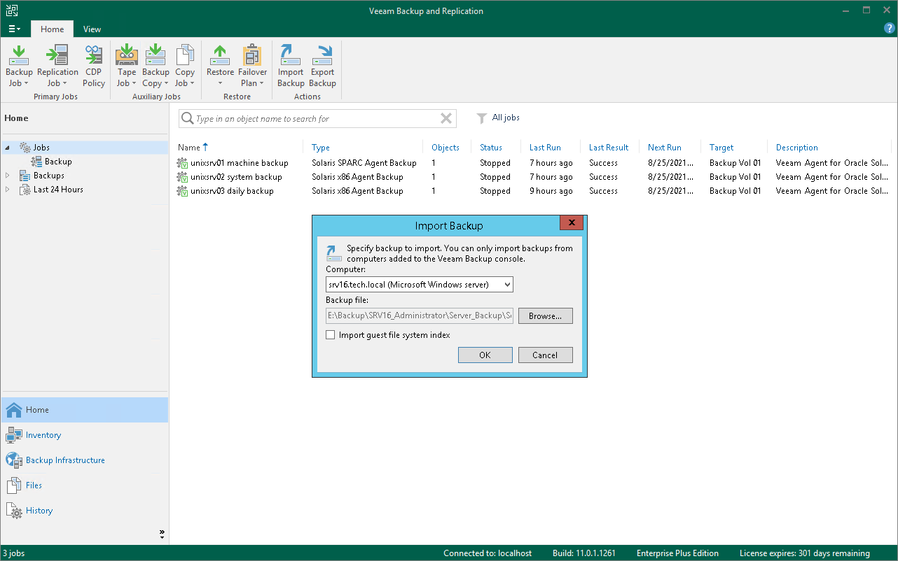 Import Veeam Agent Backups