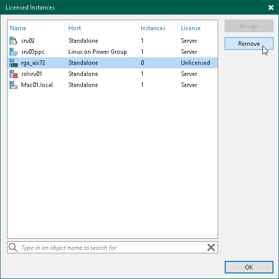 Viewing Licensed Veeam Agents and Revoking License