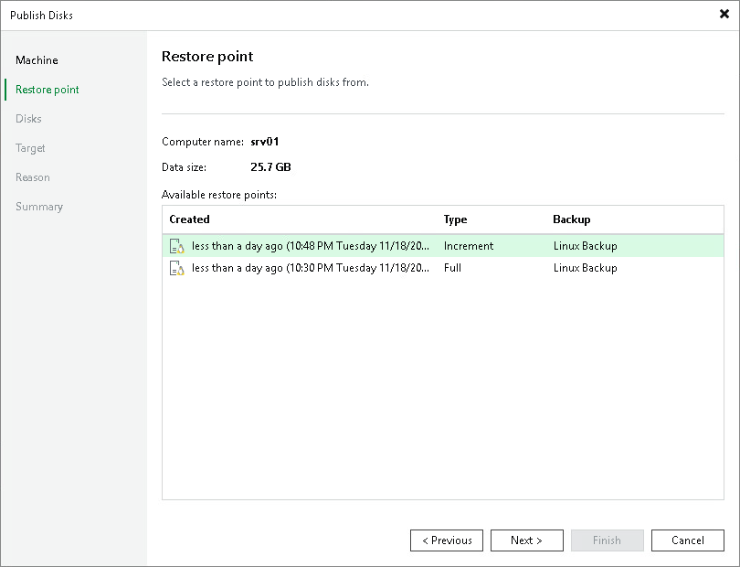 Step 3. Select Restore Point