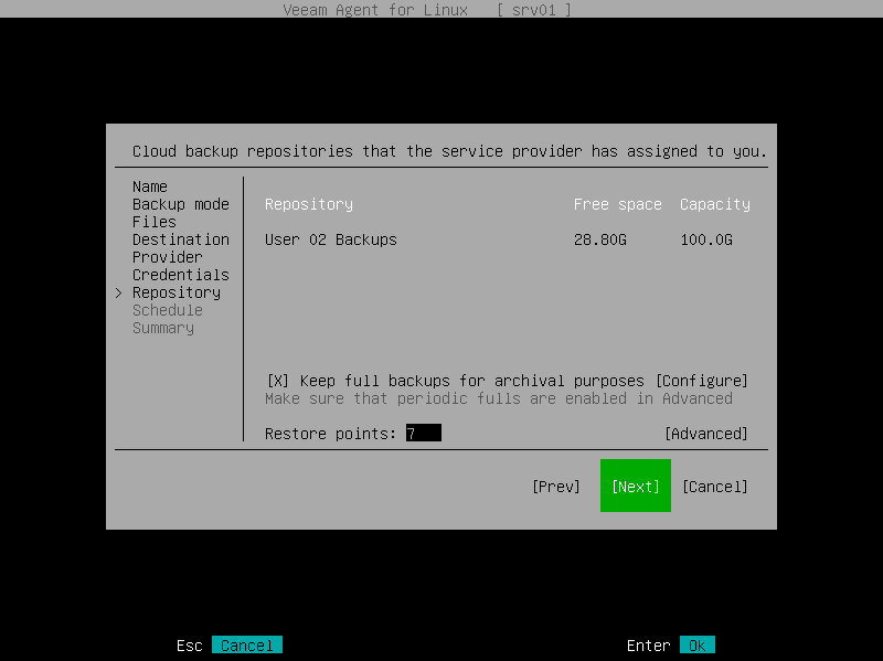 Veeam Cloud Connect Repository Settings