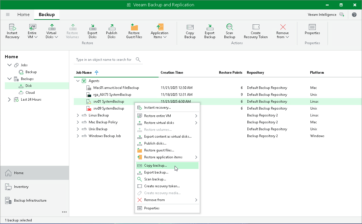 Copying Veeam Agent Backups