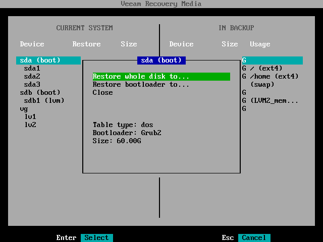 Mapping Source Disk to Target Disk
