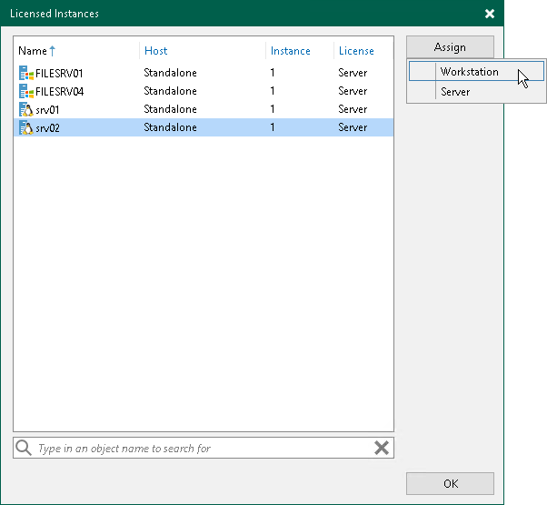 Assigning License to Veeam Agent