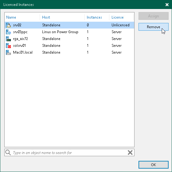 Viewing Licensed Veeam Agents and Revoking License