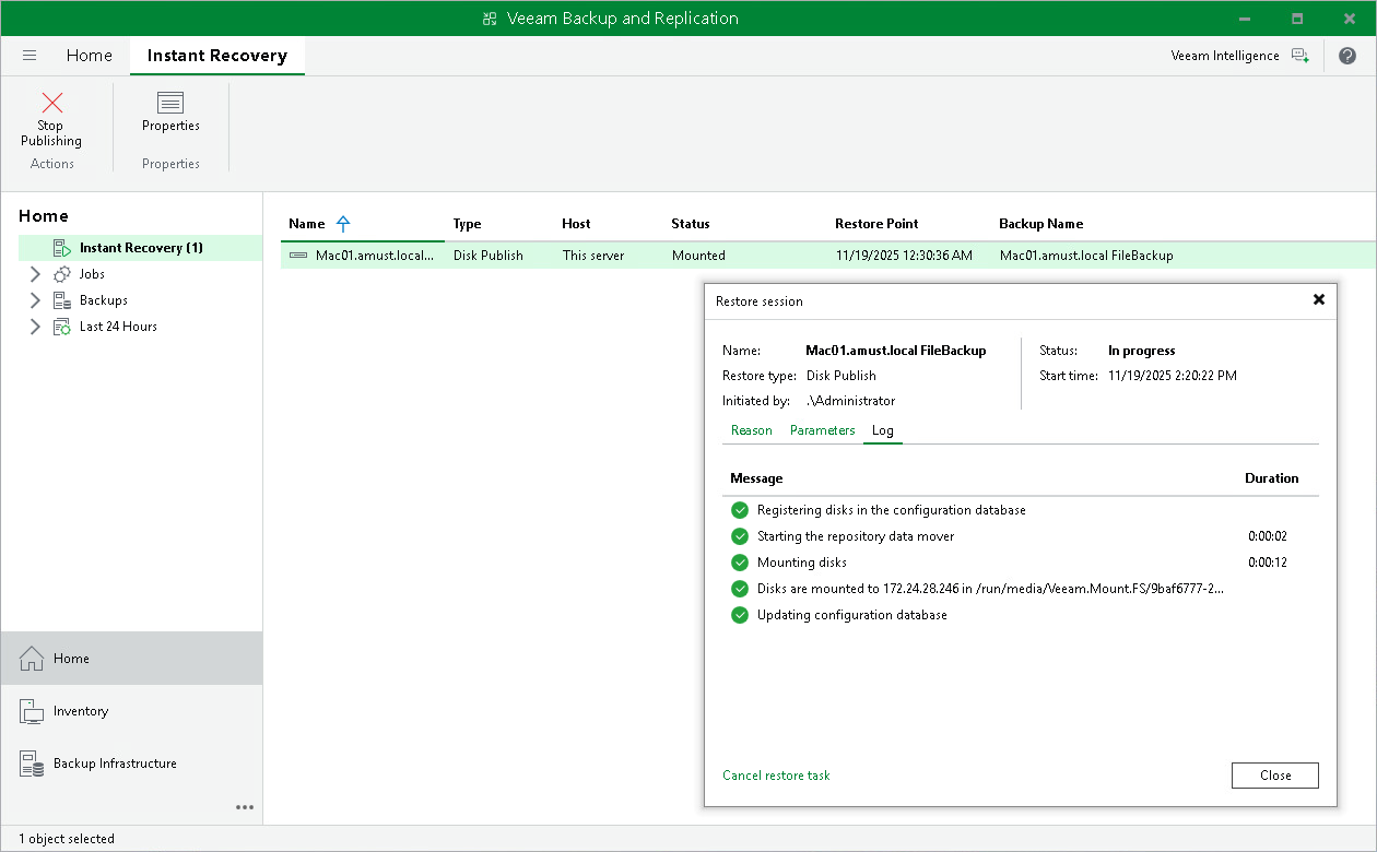 View Publishing Disks Session Statistics