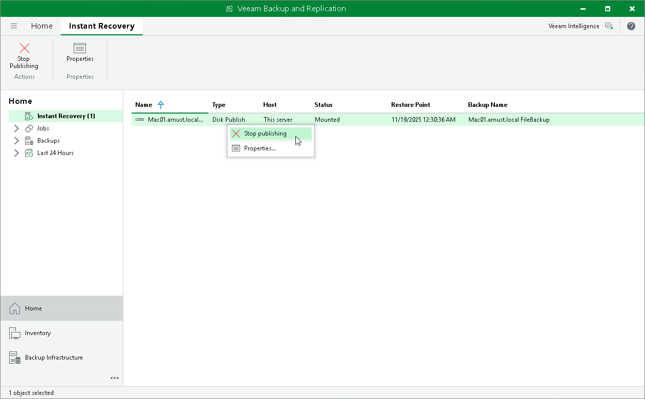 Stop Publishing Disks Session