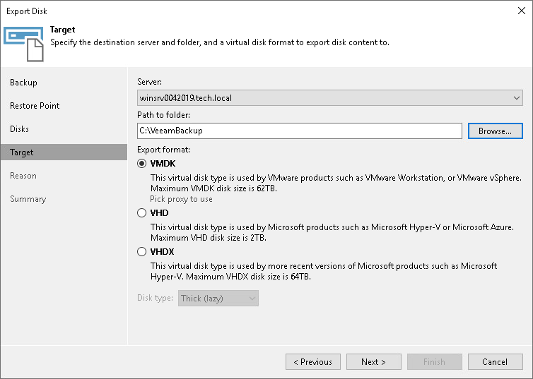 Step 5. Select Destination and Disk Format