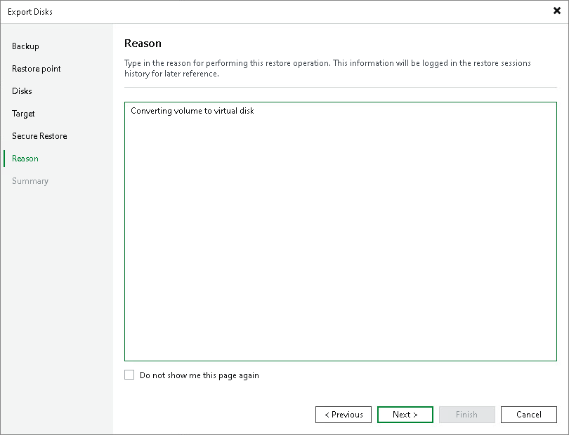 Step 7. Specify Restore Reason