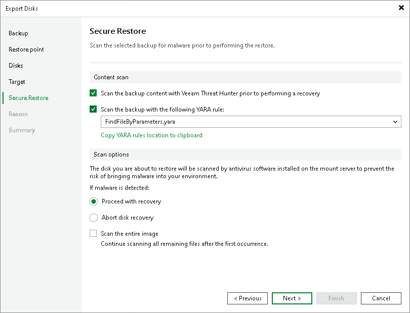 Step 6. Specify Secure Restore Settings