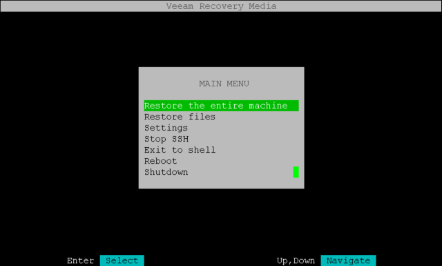 Booting from Veeam Recovery Media