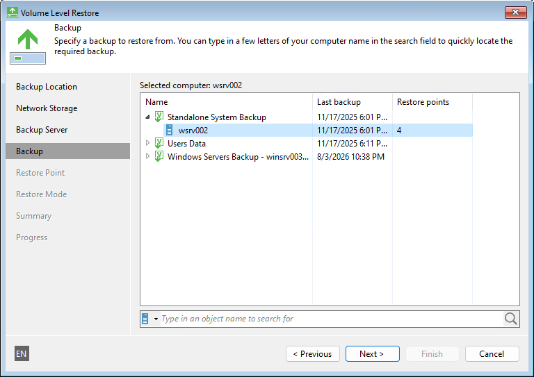 Restoring from Veeam Backup Repository