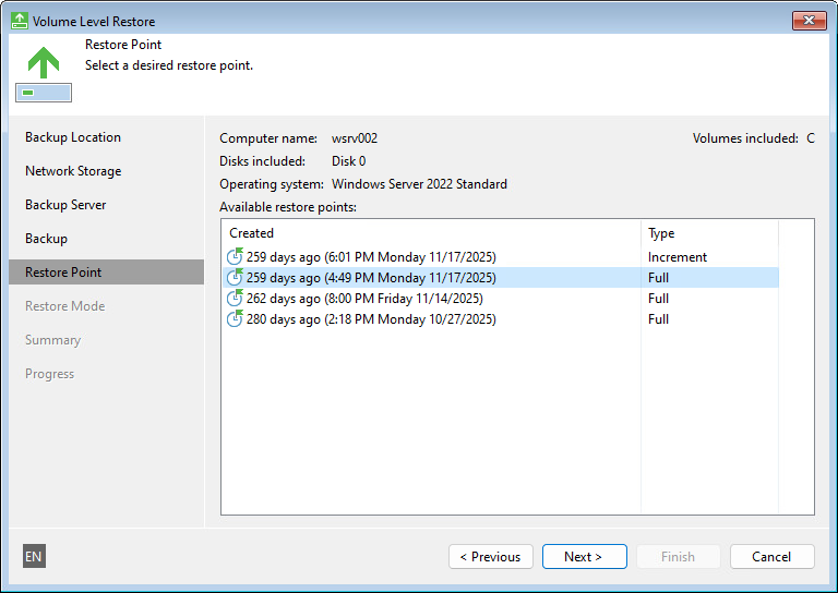 Restoring from Veeam Backup Repository