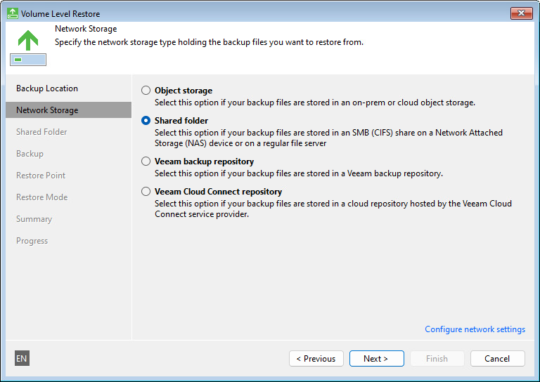 Restoring from Shared Folder