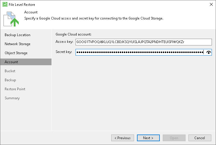 Google Cloud Storage Settings