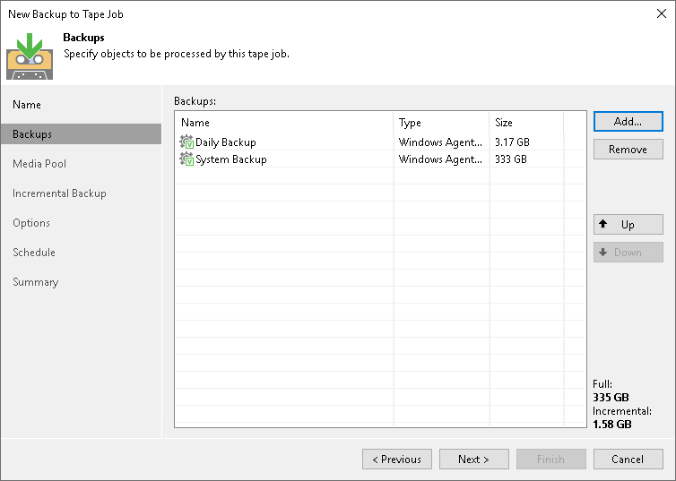 Archiving Veeam Agent Backups to Tape