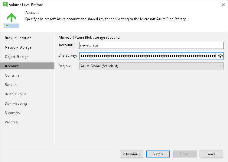 Microsoft Azure Blob Storage Settings