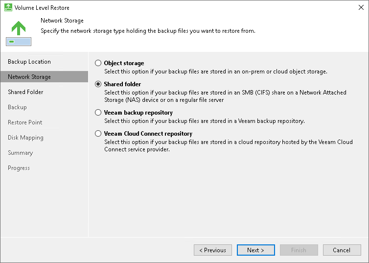 Step 3. Select Network Storage Type