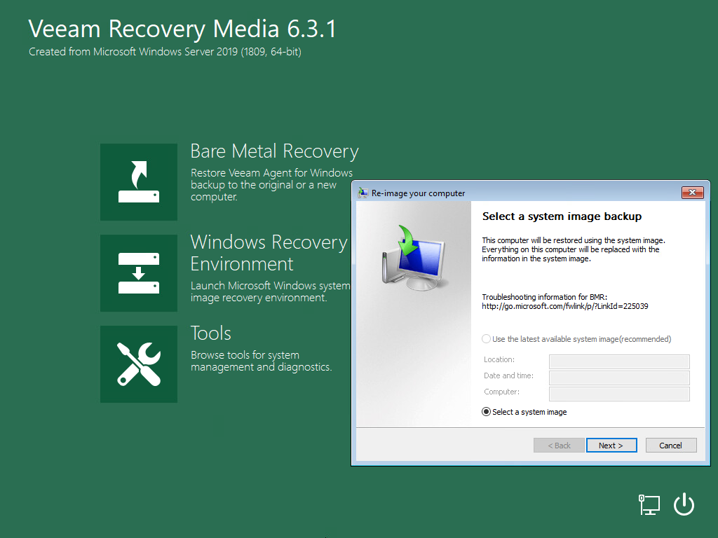 Windows recovery media