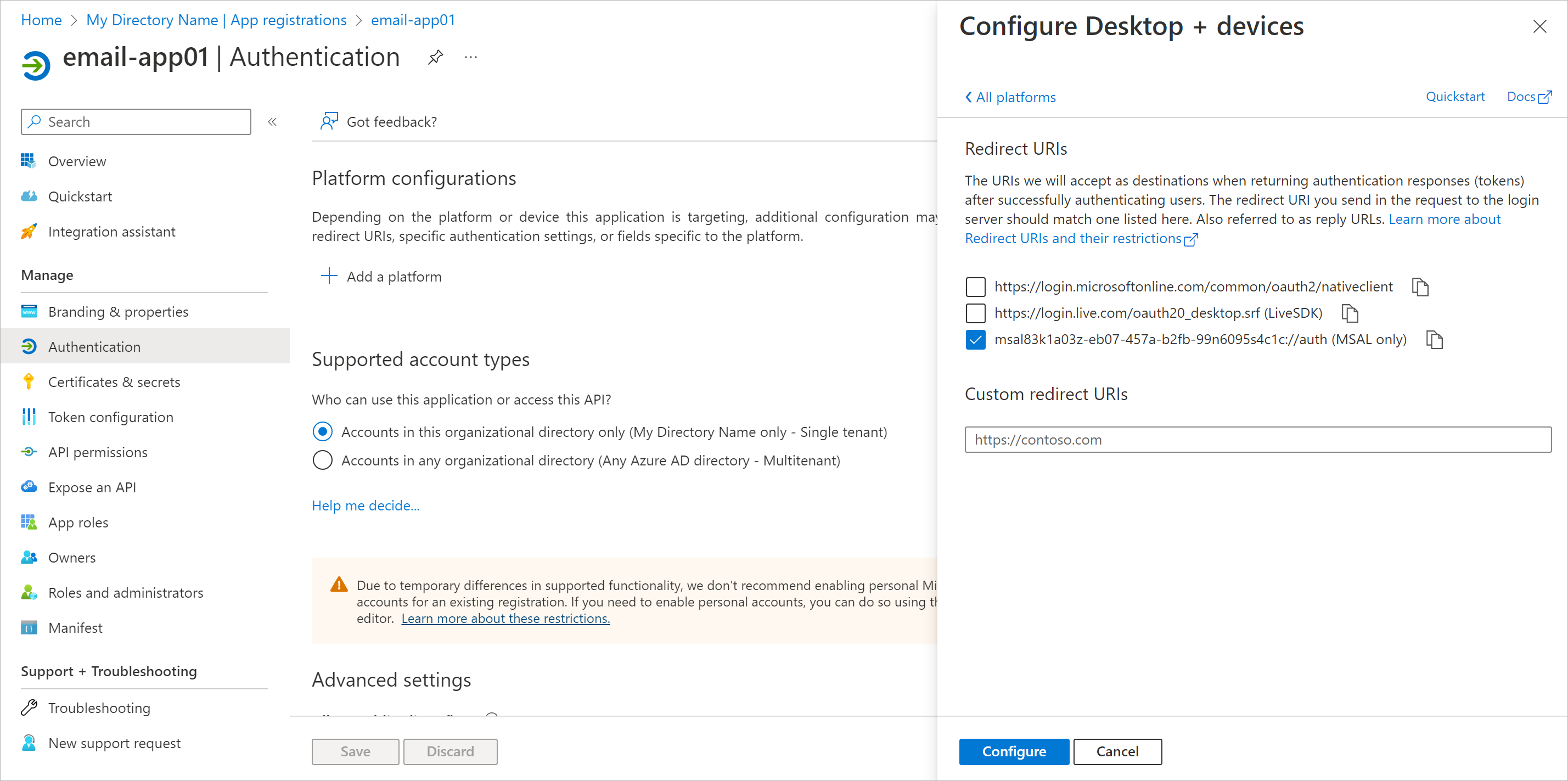 Registering Application in Microsoft Azure Portal