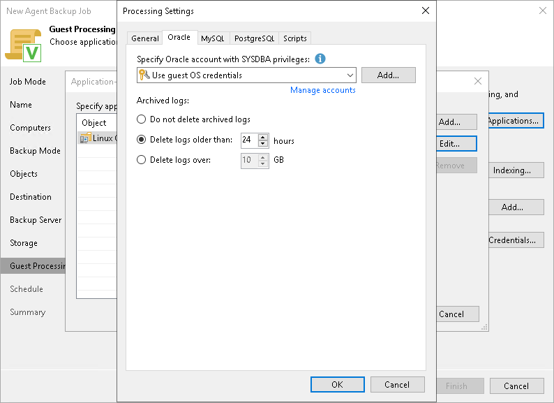 Oracle Processing Settings