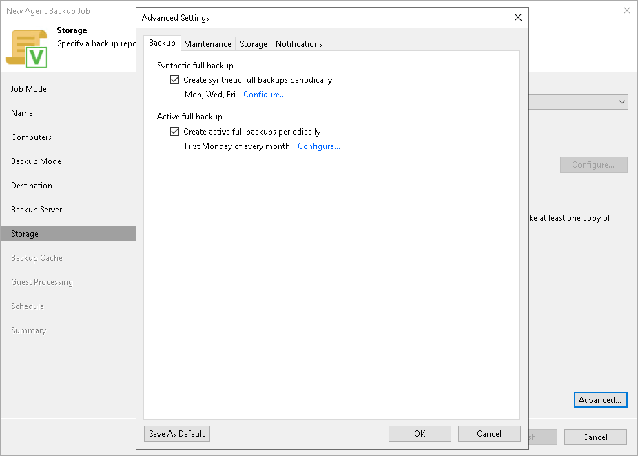 Specify Backup Settings Backup Settings