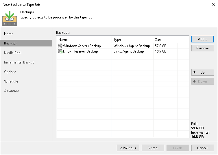 Archiving Veeam Agent Backups to Tape