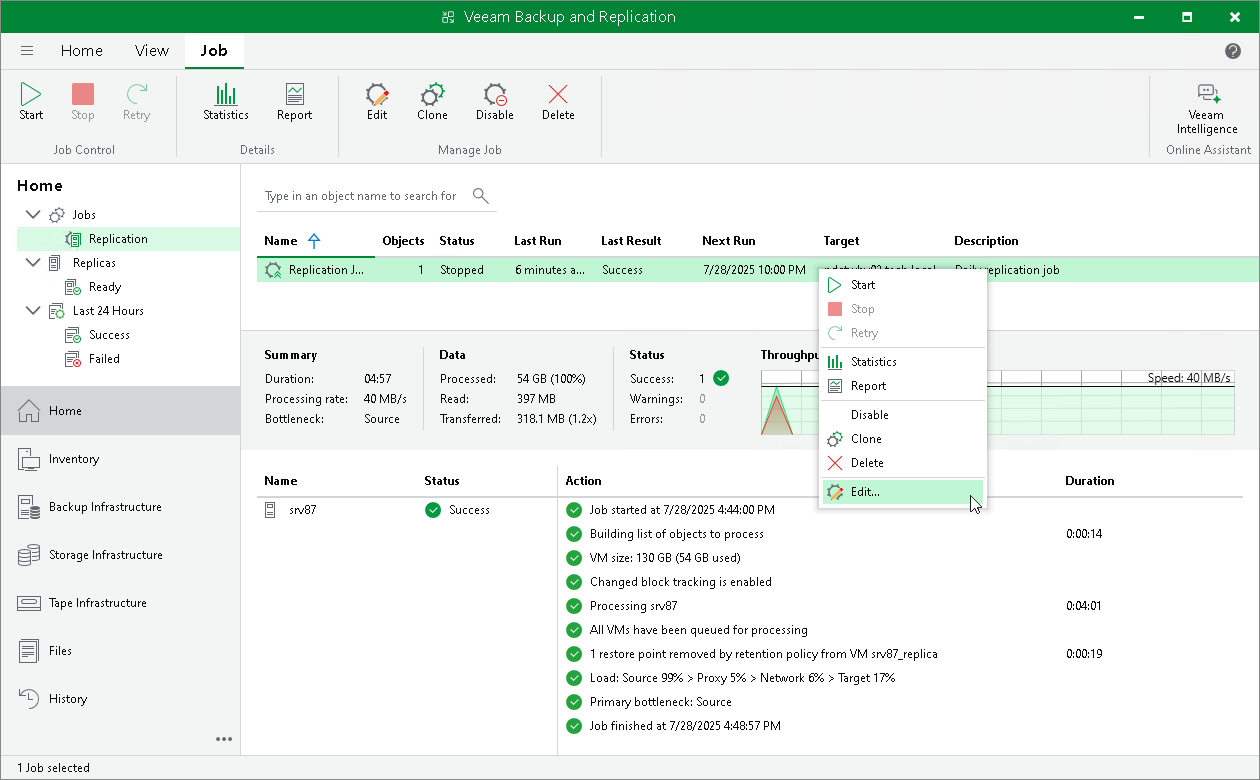 Editing Replication Jobs